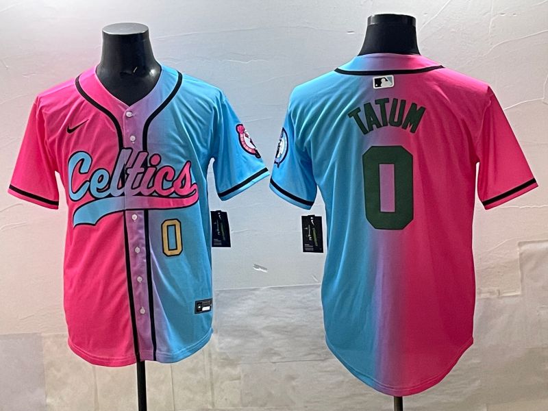 Men 2025 Boston Celtics 0 Tatum Blue pink Nike NBA Jersey style 03